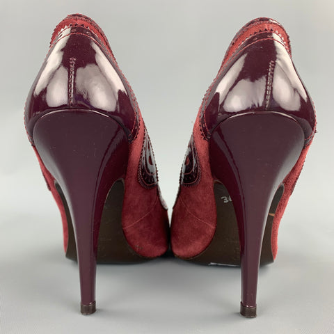 POUR LA VICTOIRE Escarpins Maryjane en cuir verni bicolore bordeaux taille 9