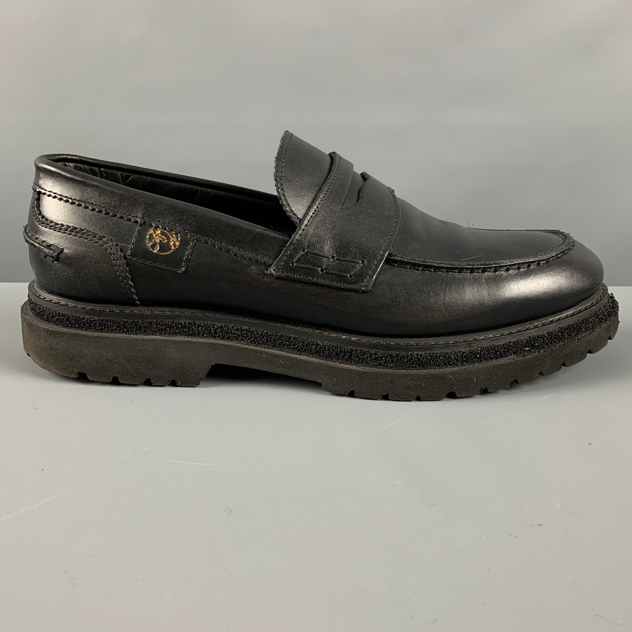 GIULIANO GALIANO Size 10 Black Solid Leather Slip On Loafers