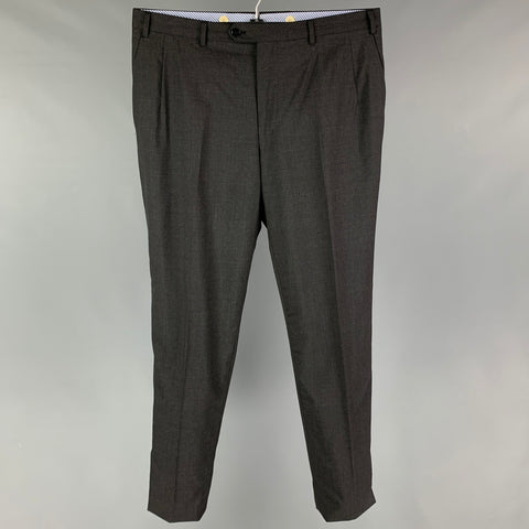 PAL ZILERI Size 34 Charcoal Wool Silk Flat Front Dress Pants