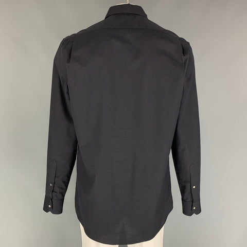 LOUIS VUITTON Size XL Black Jacquard Cotton Button Up Long Sleeve Shirt