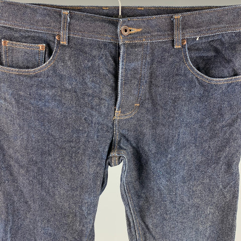 INDIGOGENE Jean en denim à surpiqûres contrastées bleu marine taille 34