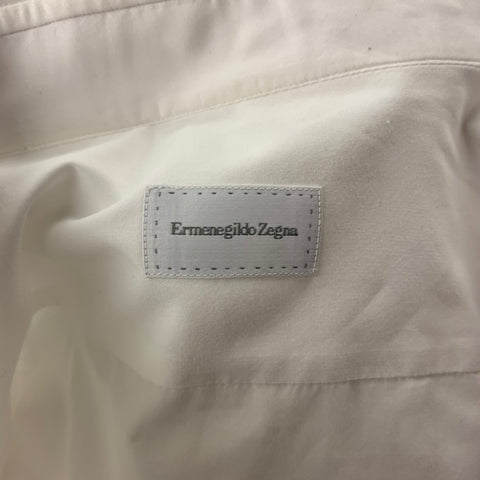 ERMENEGILDO ZEGNA Size L White Cotton French Cuffs Tuxedo Long Sleeve Shirt