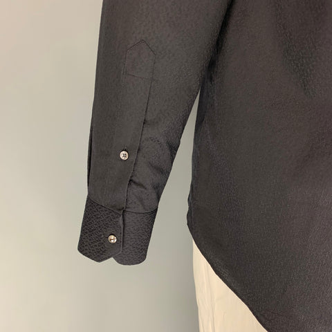 LOUIS VUITTON Size XL Black Jacquard Cotton Button Up Long Sleeve Shirt