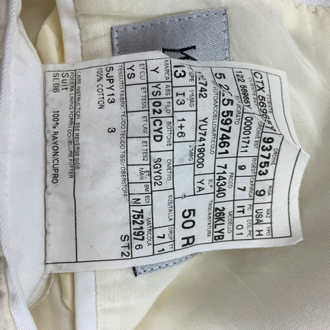 YVES SAINT LAURENT Size 40 White Cotton Peak Lapel Sport Coat