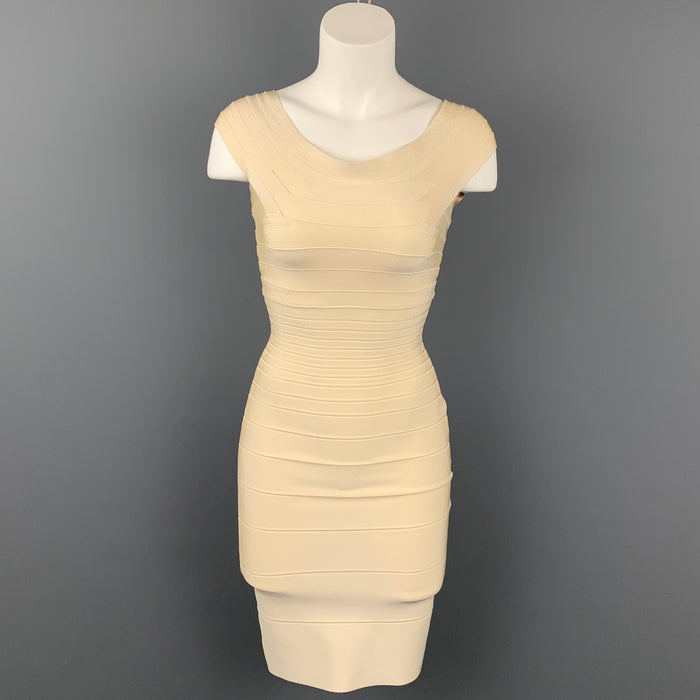 HERVE LEGER Size XS Cream Rayon Blend Bandage Marina Cocktail Dress