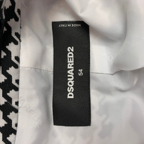 DSQUARED2 Talla 44 Abrigo deportivo de algodón / seda de pata de gallo blanco y negro