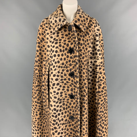 MARC JACOBS Fall 2019 Size M Tan & Brown Animal Print Alpaca / Cotton Cape