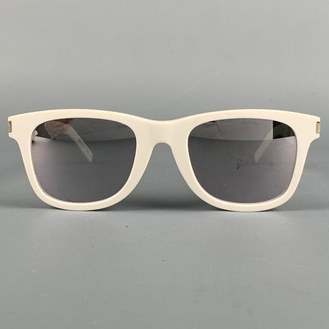 SAINT LAURENT White Acetate Mirrored Sunglasses