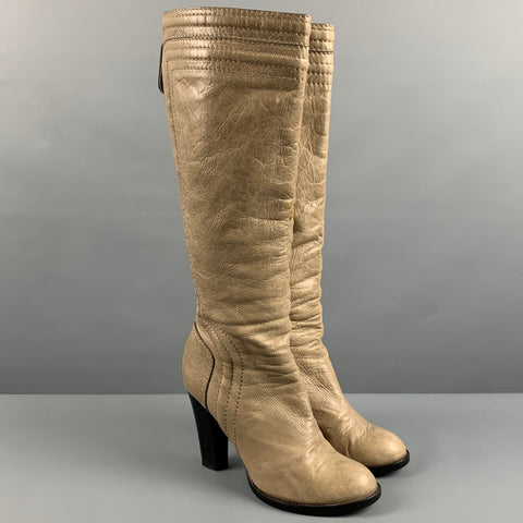CHLOE Size 8.5 Beige Chunky Heel Knee High Boots