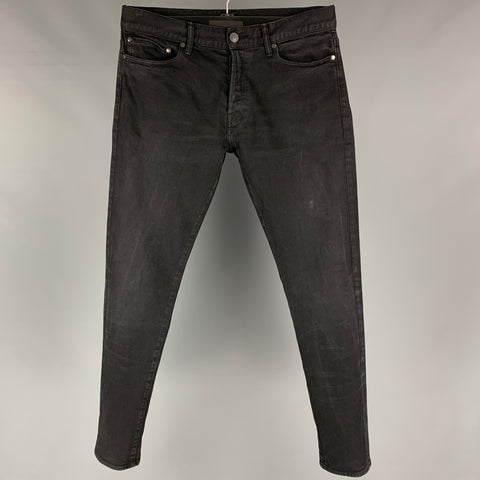 JOHN ELLIOTT Size 32 Black Dark Wash Cotton Straight Jeans