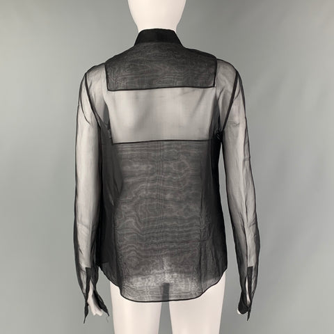 VALENTINO Hiver 2008 Size 8 Black Silk See Through Blouse