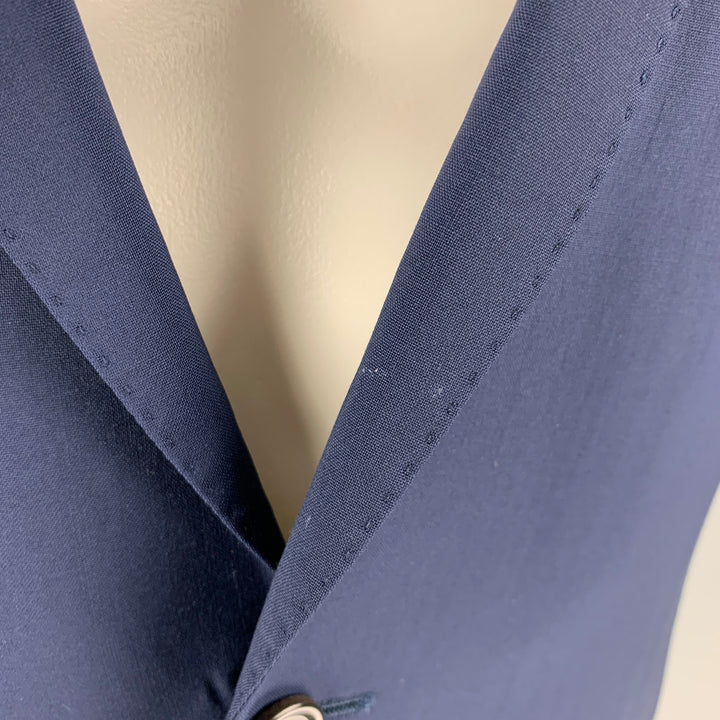 CAROLINA HERRERA Size 38 Navy Virgin Wool Single Breasted Sport Coat