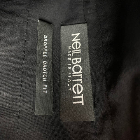 NEIL BARRETT Size 32 Black White Polyester Wool Dropped Crotch Fit Dress Pants