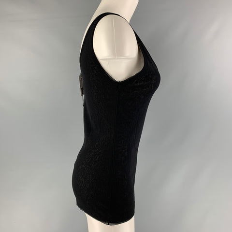 FUZZI Size M Black Nylon Solid Tank T-Shirt