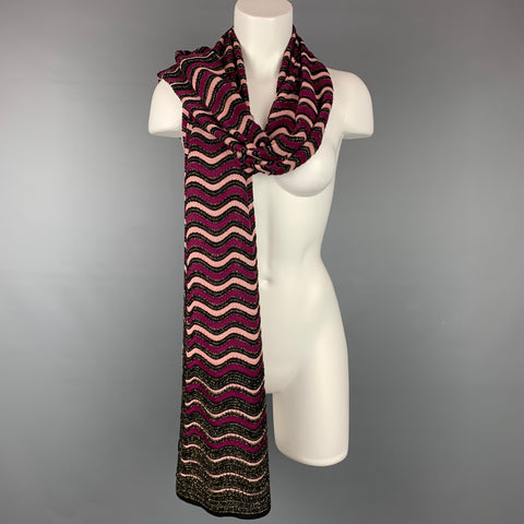 MISSONI Black & Purple Woven Scarf