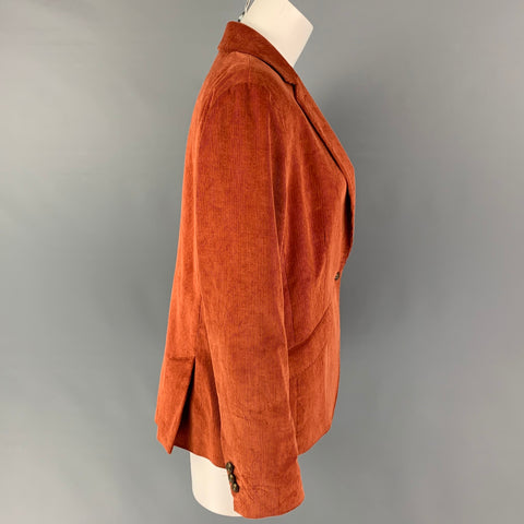BOOK & RAVEN Size 10 Rust Cotton Single Button Jacket