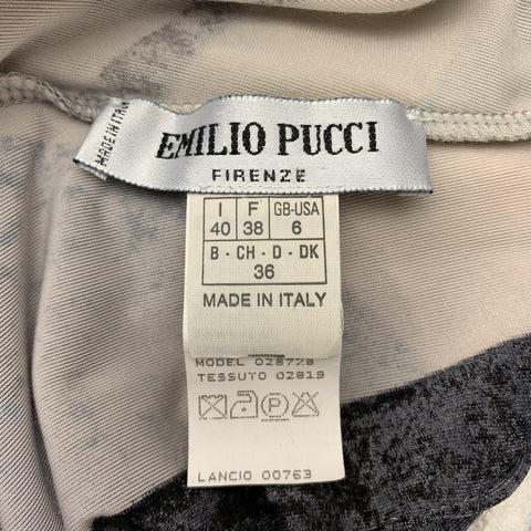 EMILIO PUCCI Size 6 Blue & Gray Print Velour Pants