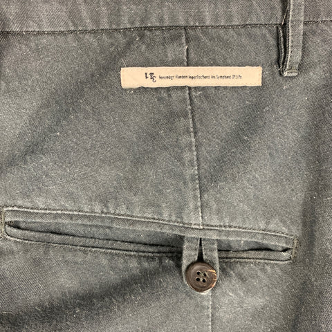 NOVEMBER Size 34 Grey Linen Cotton Flat Front Casual Pants