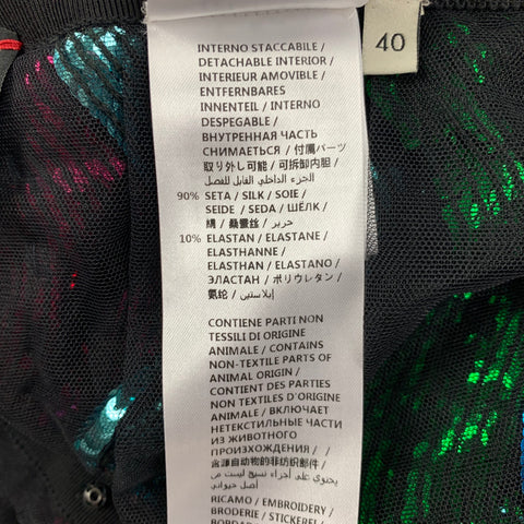 GUCCI OI 16 Talla 4 Falda larga de tul con lentejuelas de serpiente multicolor