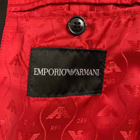 EMPORIO ARMANI Size 44 Black Velvet Viscose Silk Peak Lapel Sport Coat