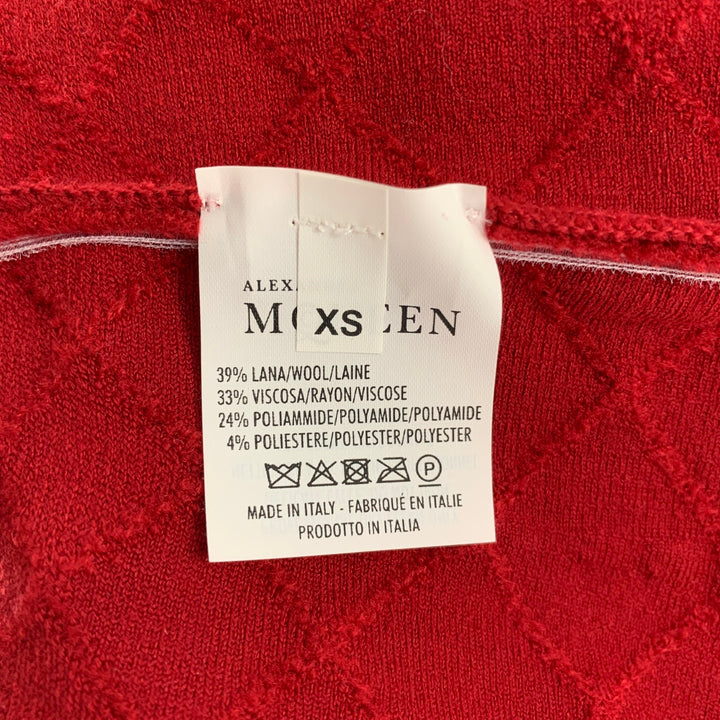 ALEXANDER MCQUEEN Vestido de cóctel en mezcla de lana elástica acolchado color burdeos Talla XS