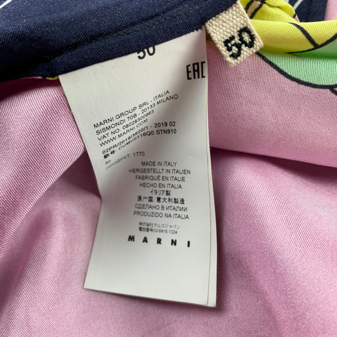 MARNI x BRUNO BOZZETTO Size M Multi-Color Print Silk Raw Edge Oversized Short Sleeve Shirt