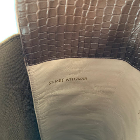 STUART WEITZMAN Taille 9,5 Bottes en cuir gaufré marron et cognac