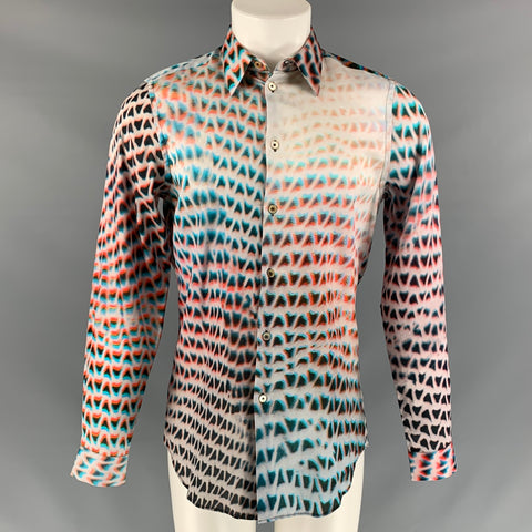 PAUL SMITH Size S Blue & Orange Print Cotton Button Up Long Sleeve Shirt