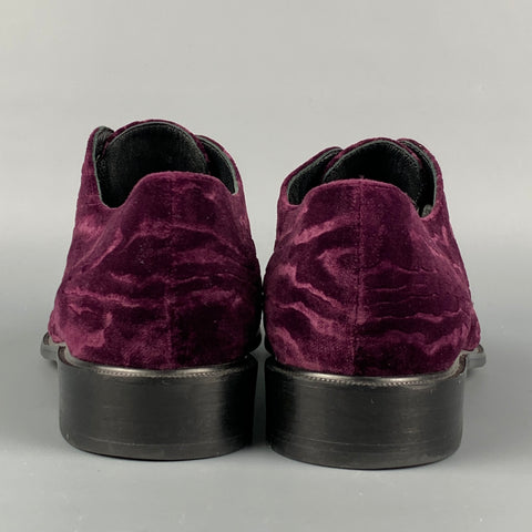 ROBERT CLERGERIE Size 8.5 Purple Velvet Jacquard Lace Up Shoes