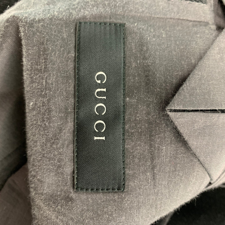 GUCCI Size 42 Charcoal Twill Wool Single Breasted Jacket