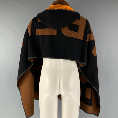 BURBERRY Size One Size Brown Black Logo Lamb Skin Wool Cotton Scarves