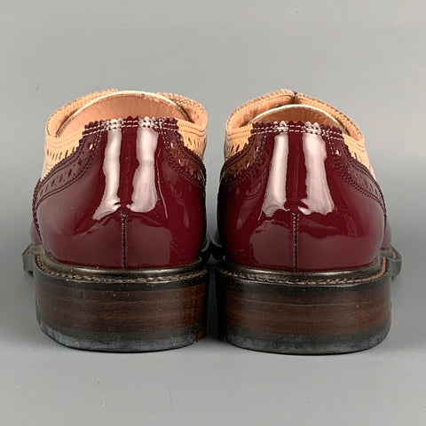 ROBERT CLERGERIE Size 7.5 Burgundy White Leather Color Block Spectator Laces
