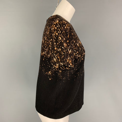 BURBERRY PRORSUM Talla 6 Top de vestido de lana con estampado marrón negro