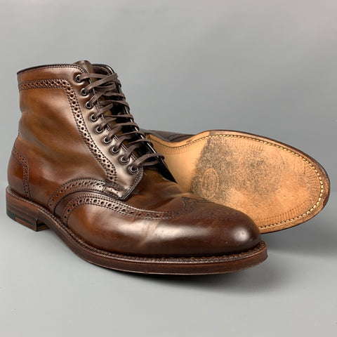 ALDEN Talla 10 Botines de cuero con punta de ala marrón 