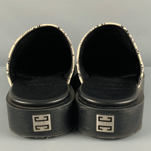 GIVENCHY Size 11 Black White Snake Print Leather Slip On Loafers