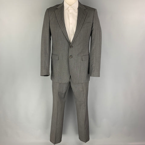 GUCCI Size 40 Grey Blue Stripe Wool Notch Lapel Suit