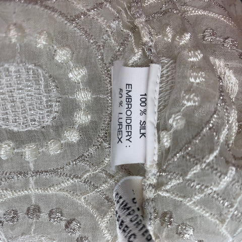 MARC JACOBS x BERGDORF GOODMAN Size 6 Beige Silk Embroidered Nehru Collar Blouse