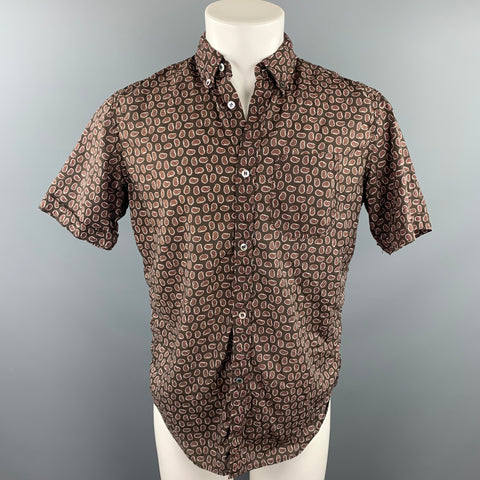 JUNYA WATANABE Brown Paisley Cotton Button Down Short Sleeve Shirt