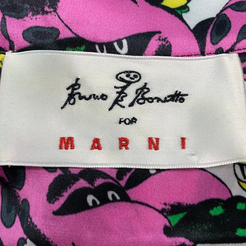 MARNI Size S Pink Multi-Color Viscose Print Button Up Shirt