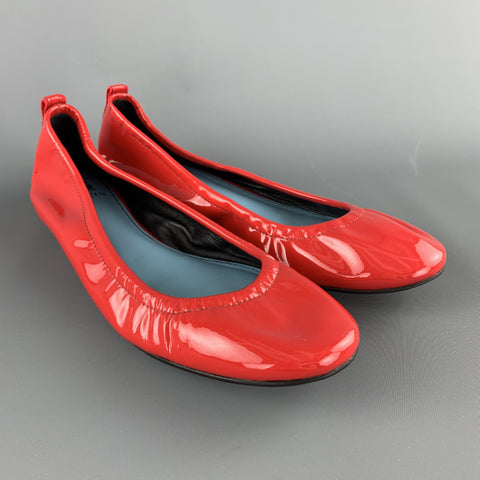 LANVIN Talla 10 Bailarinas de charol rojo