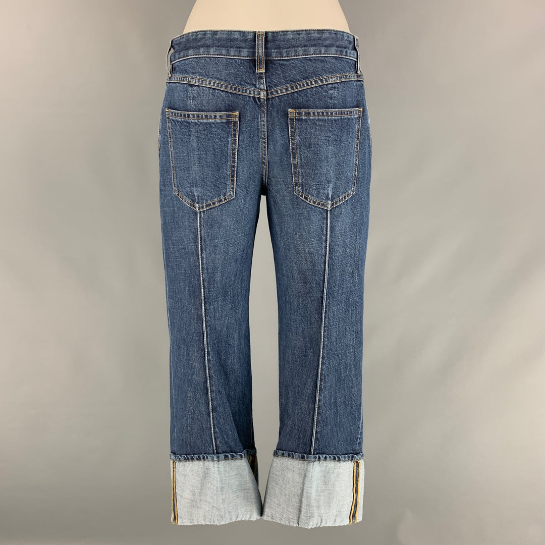 BOTTEGA VENETA Size 0 Blue Cotton Cropped Jeans