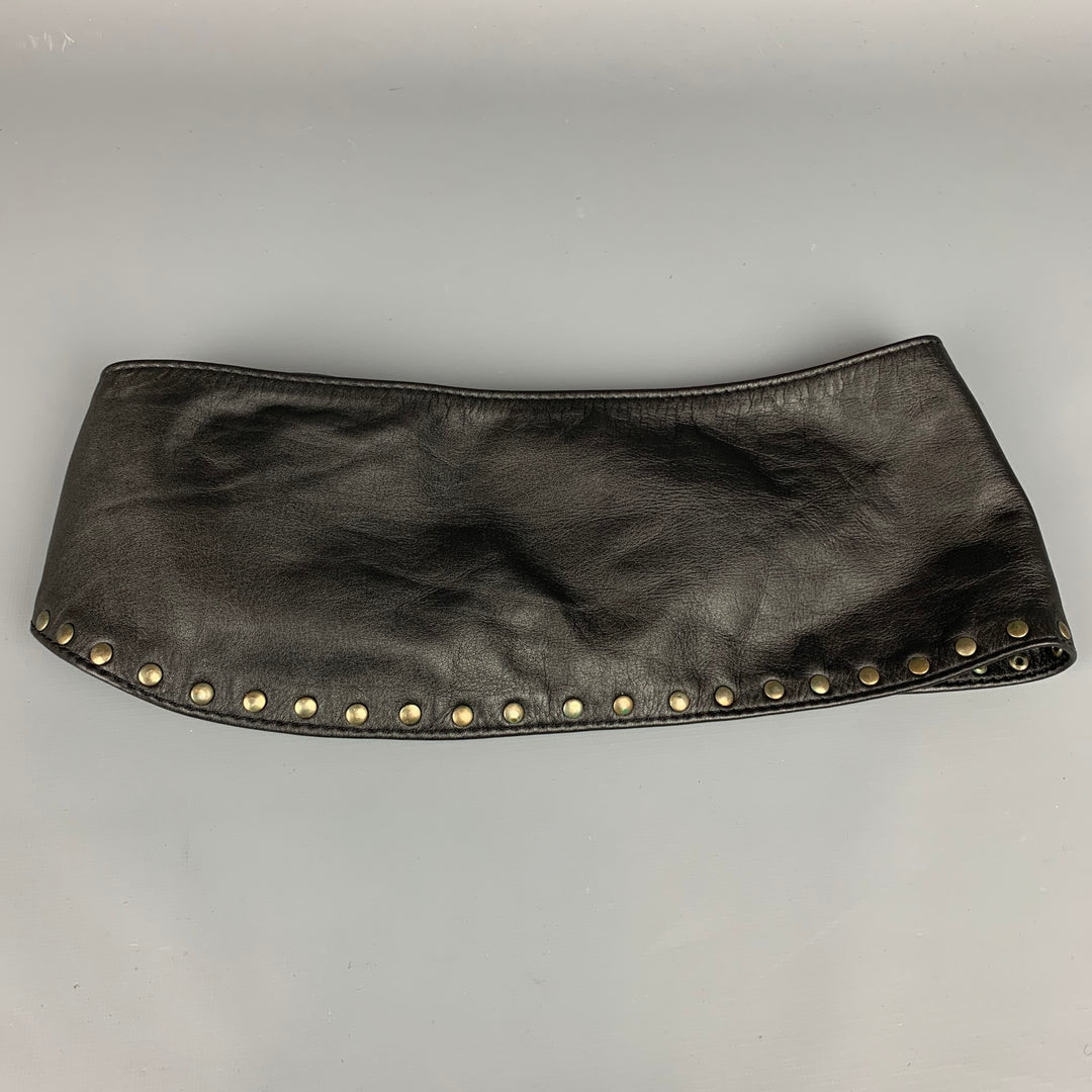NO BRAND Size S Black Studded Leather Wide Belt
