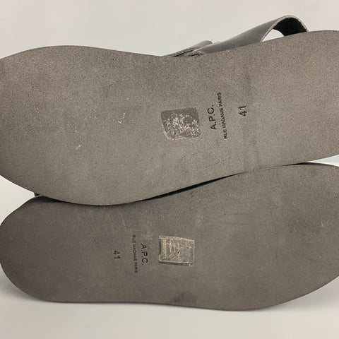 Sandalias de cuero negro talla 8 de APC