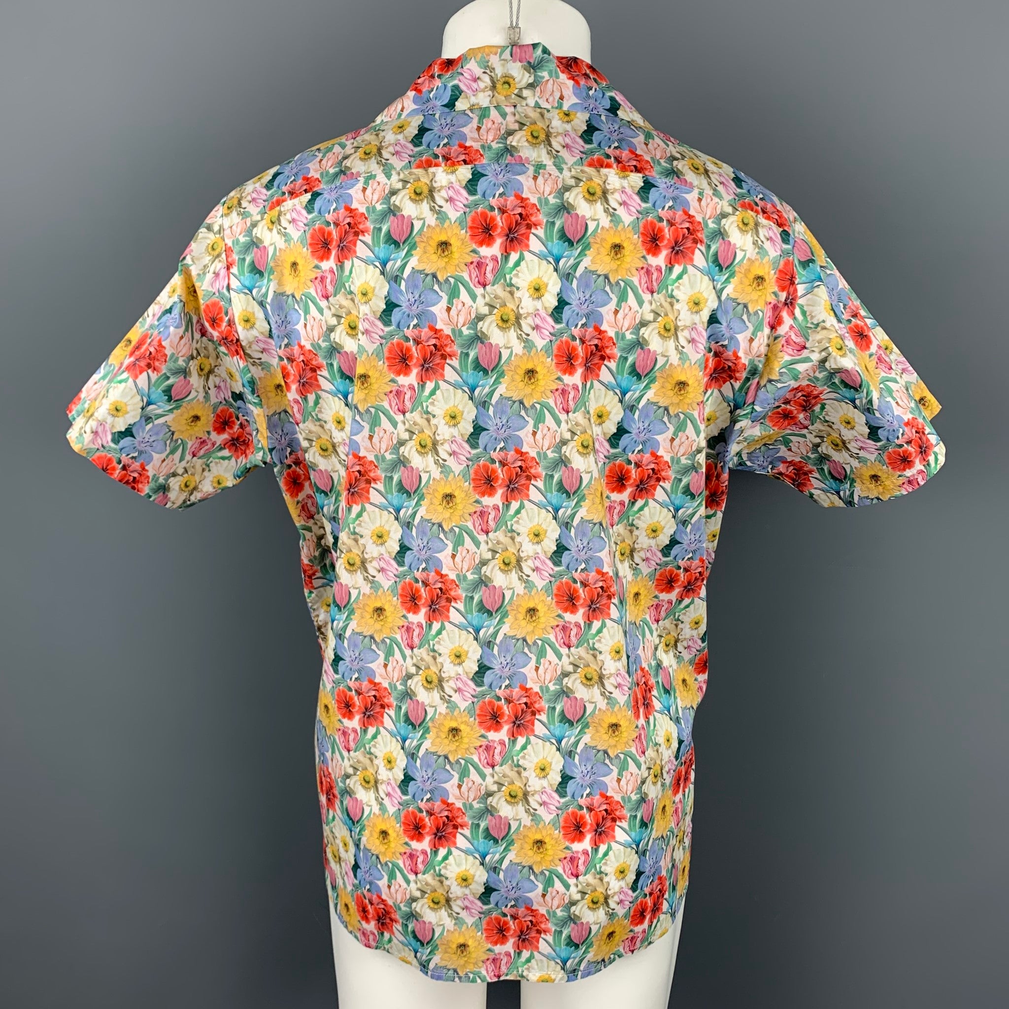 R13 Size M Multi Color Floral Cotton Button Up Short Sleeve Skater