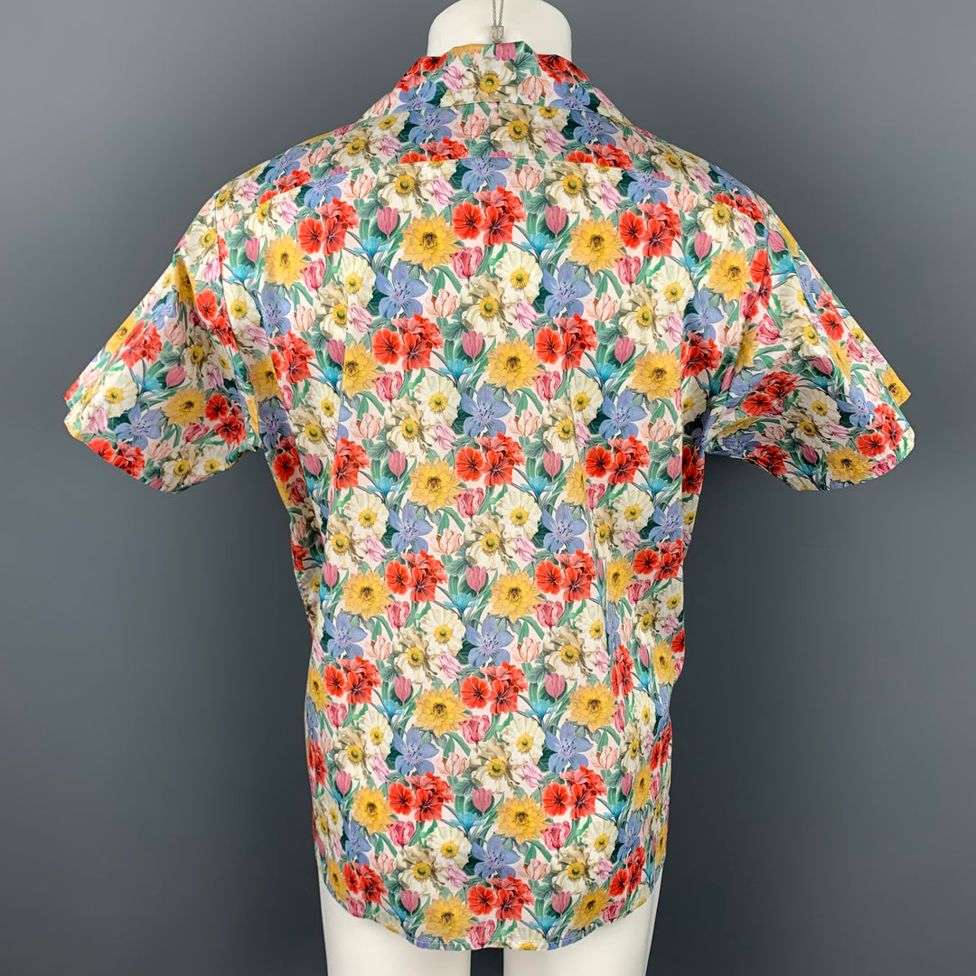 R13 Size M Multi-Color Floral Cotton Button Up Short Sleeve Skater Shirt