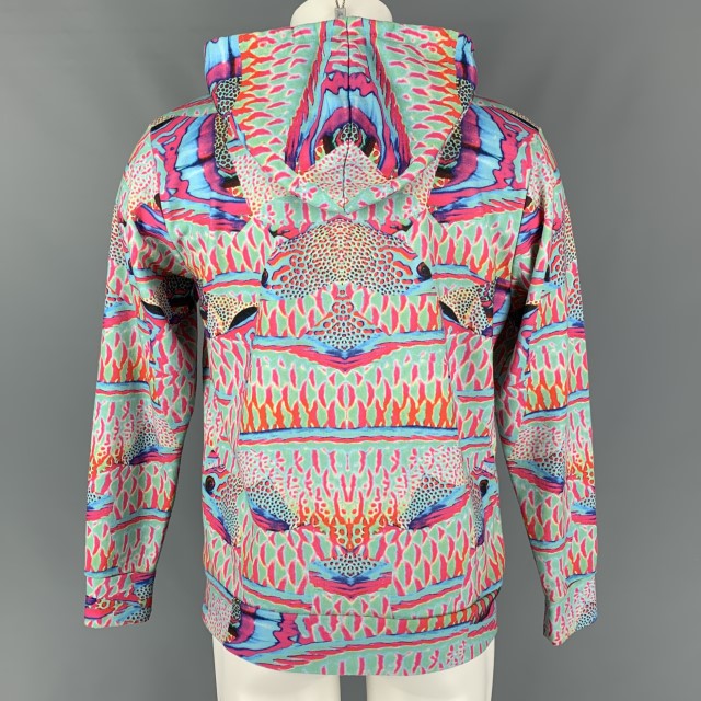 MARCELO BURLON Taille S Sweat à capuche abstrait multicolore en coton et polyester