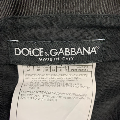 DOLCE & GABBANA Size 32 Grey Wool / Silk Tuxedo Dress Pants