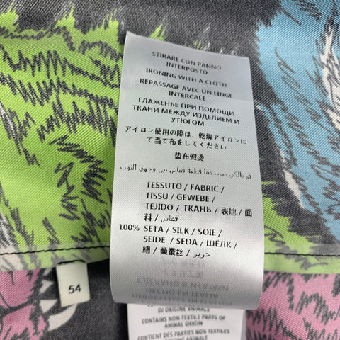 GUCCI Size XL Multi-Color Print Silk Camp Short Sleeve Shirt
