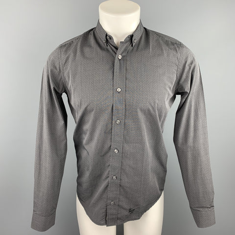 LORDS & FOOLS Size S Charcoal Dot Print Cotton Button Down Long Sleeve Shirt