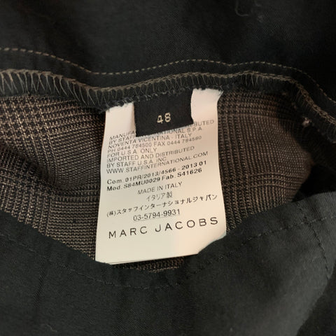 MARC JACOBS Talla 32 Pantalones cortos con cordón en mezcla de lino a cuadros marrón y negro